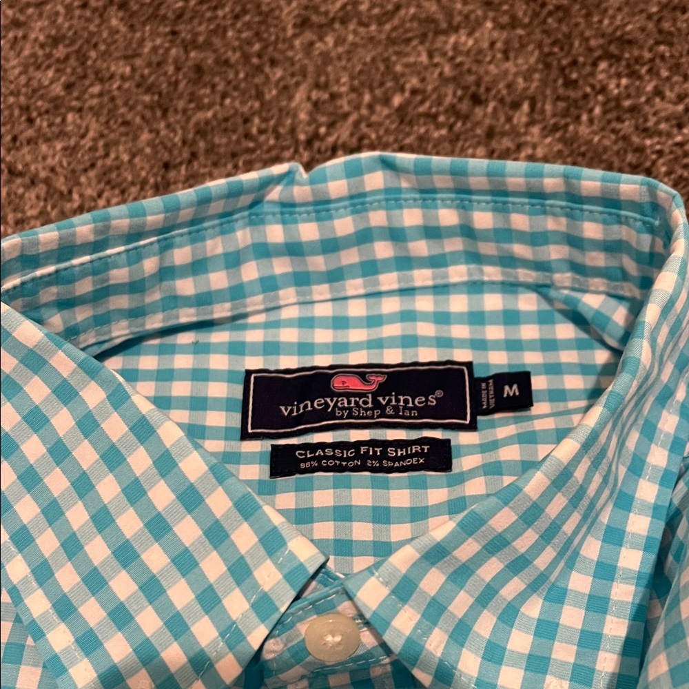 Vineyard Vines Aqua Checked Button Down Shirt - image 2
